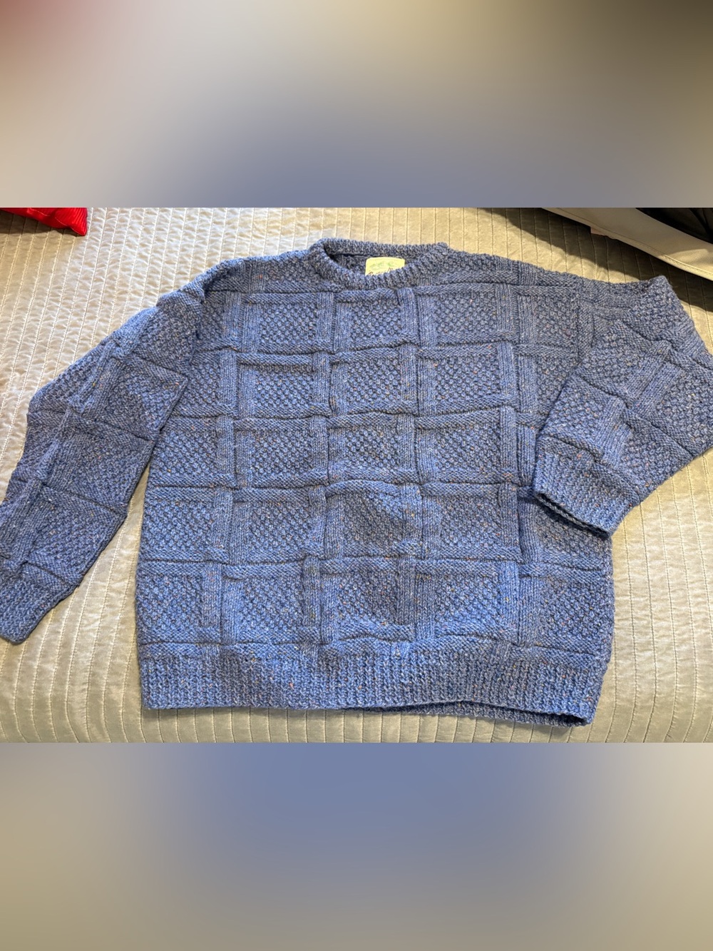 Men's Textured Crewneck Sweater in Blue